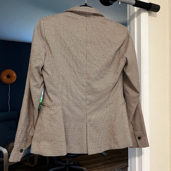 ZARA Tailored Houndstooth Blazer – Brown/Black/White, Size XS (USA 2) - Picture 2 of 9